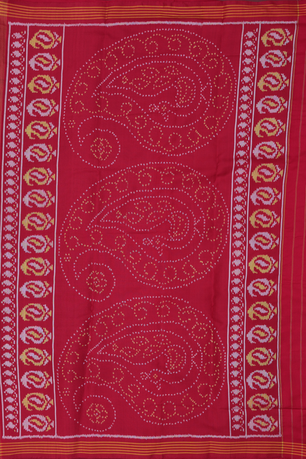 Patola Silk Saree In Pigeon Blue Along Checks With Buttas