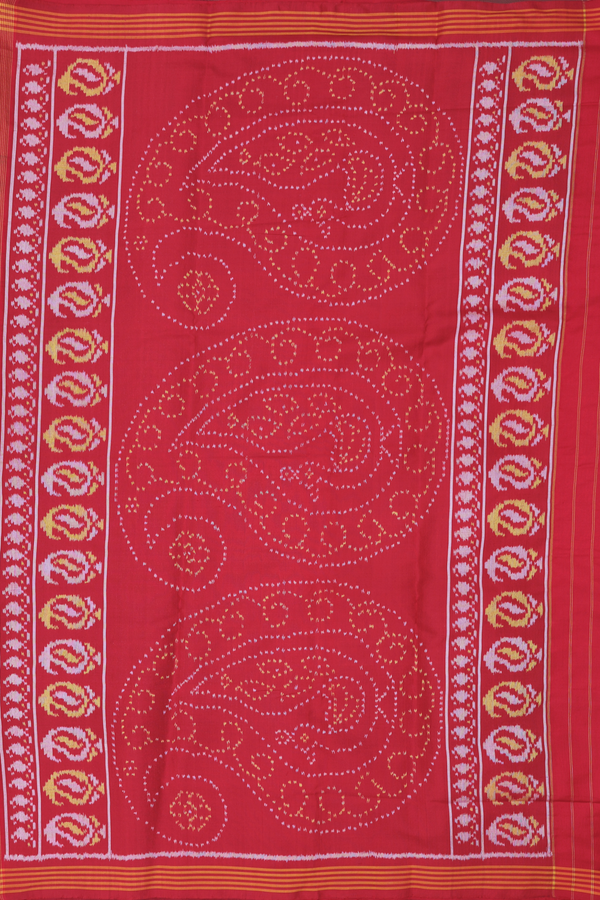 Patola Silk Saree In Pigeon Blue Along Checks With Buttas