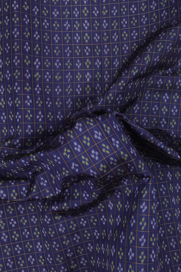 Patola Silk Saree In Pigeon Blue Along Checks With Buttas