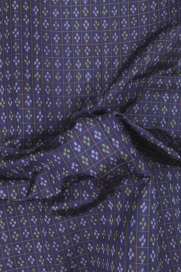 Patola Silk Saree In Pigeon Blue Along Checks With Buttas