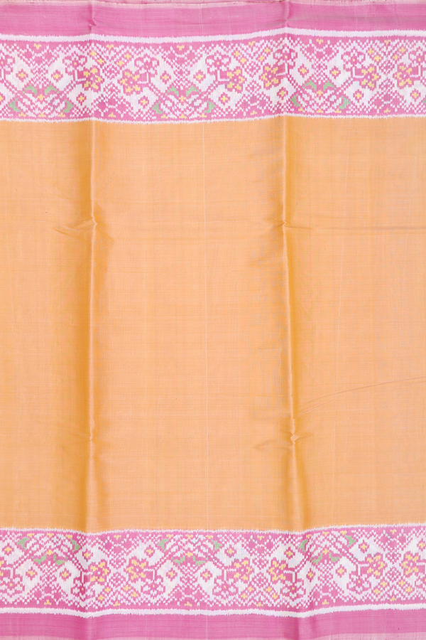 Patola Silk Saree In Caramel Orange With Contrast Border