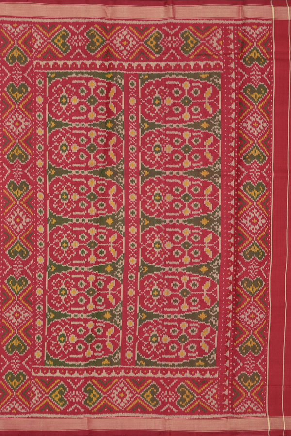 Patola Silk Saree In In Royal Orange With Diamond Design