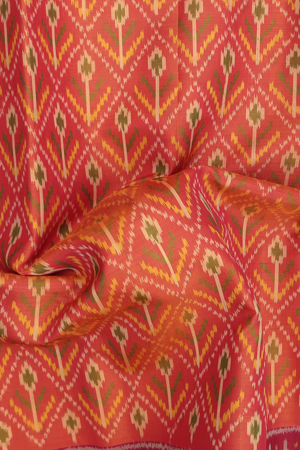 Patola Silk Saree In In Royal Orange With Diamond Design