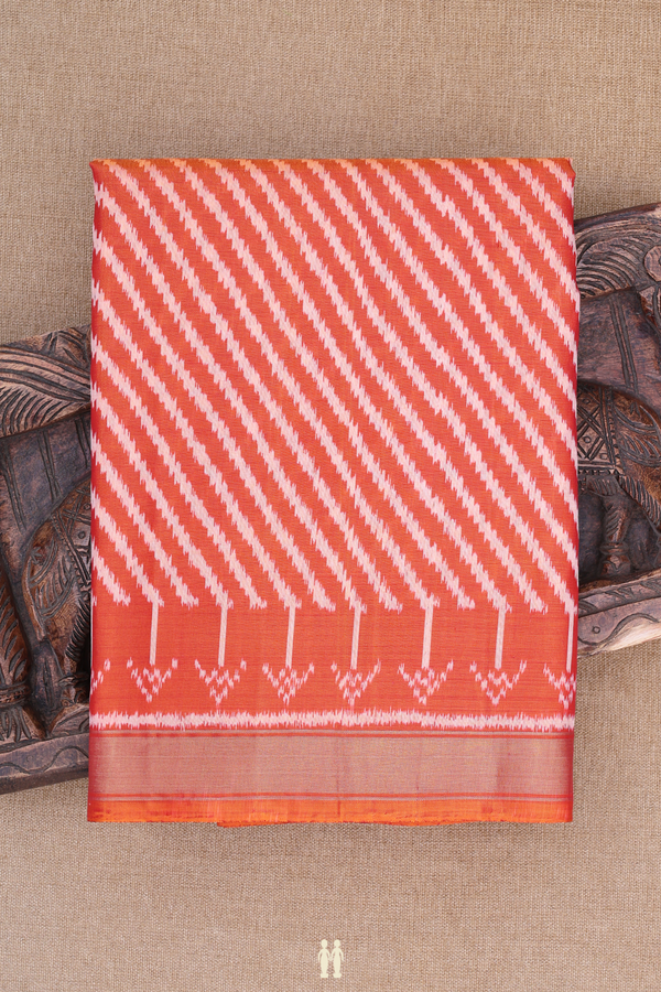 Patola Silk Saree In Burnt Orange With Twill Weave Design