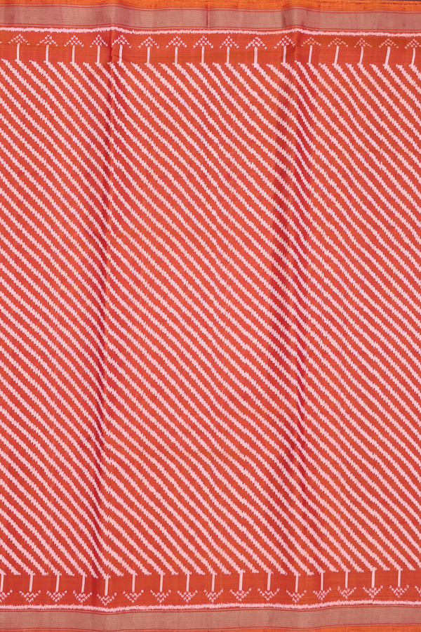 Patola Silk Saree In Burnt Orange With Twill Weave Design