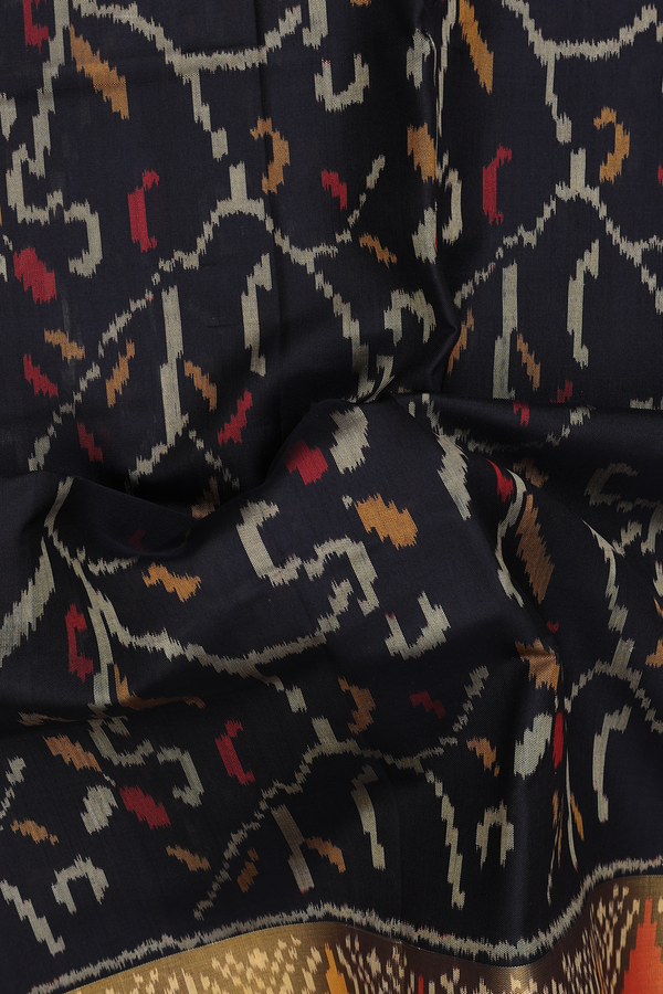 Patola Silk Saree In Black With Allover Design