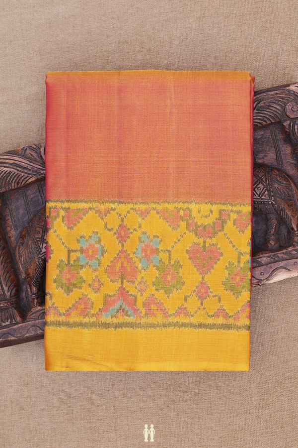 Patola Silk Saree In Plain Dual Tone With Contrast Border