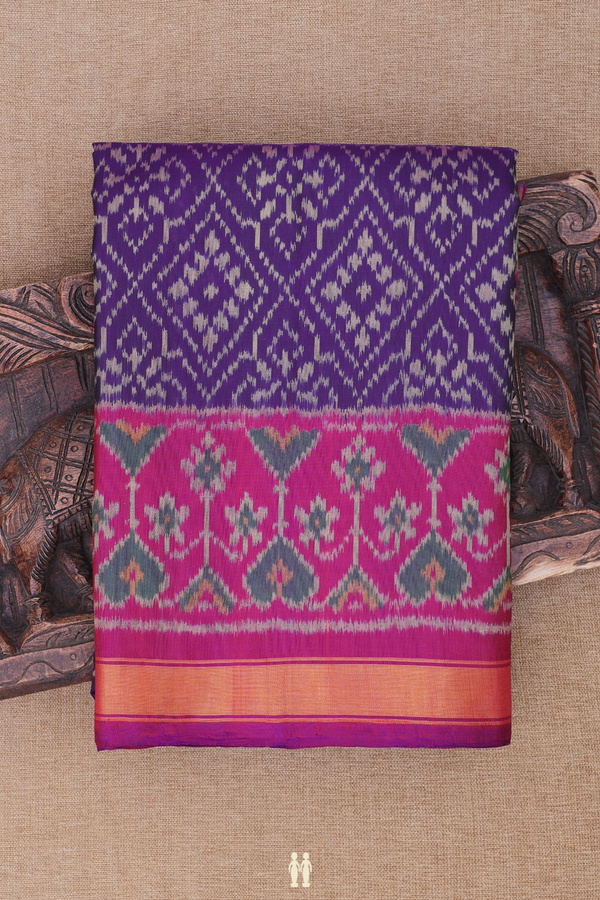 Patola Silk Saree In Deep Purple With Allover Design