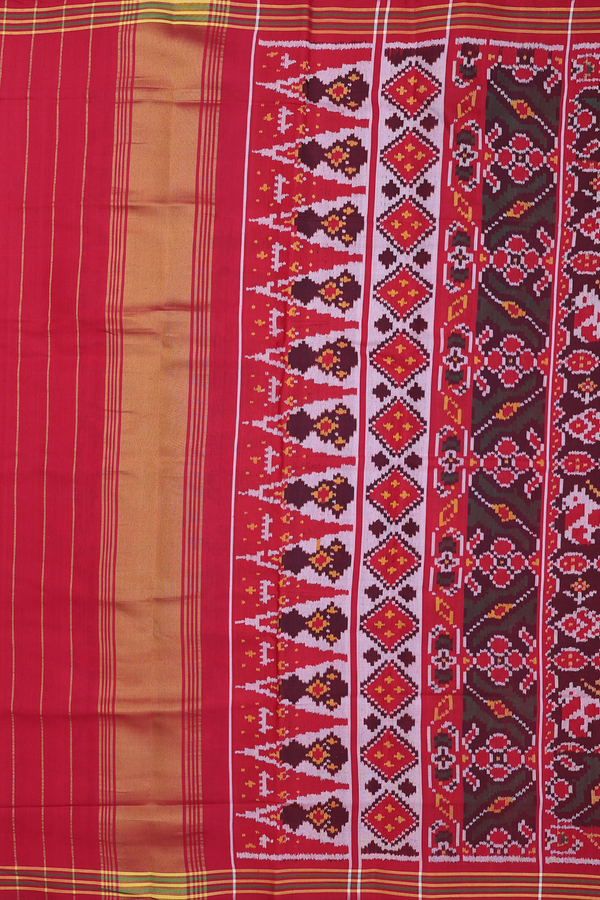 Patola Silk Saree In Maroon With Ikat Design