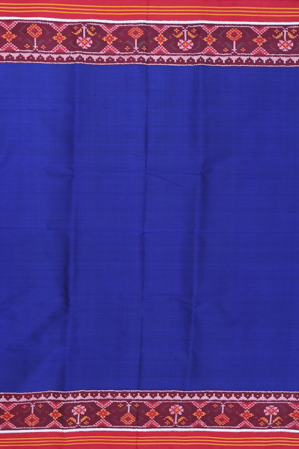 Patola Silk Saree In Royal Blue With Contrast Border