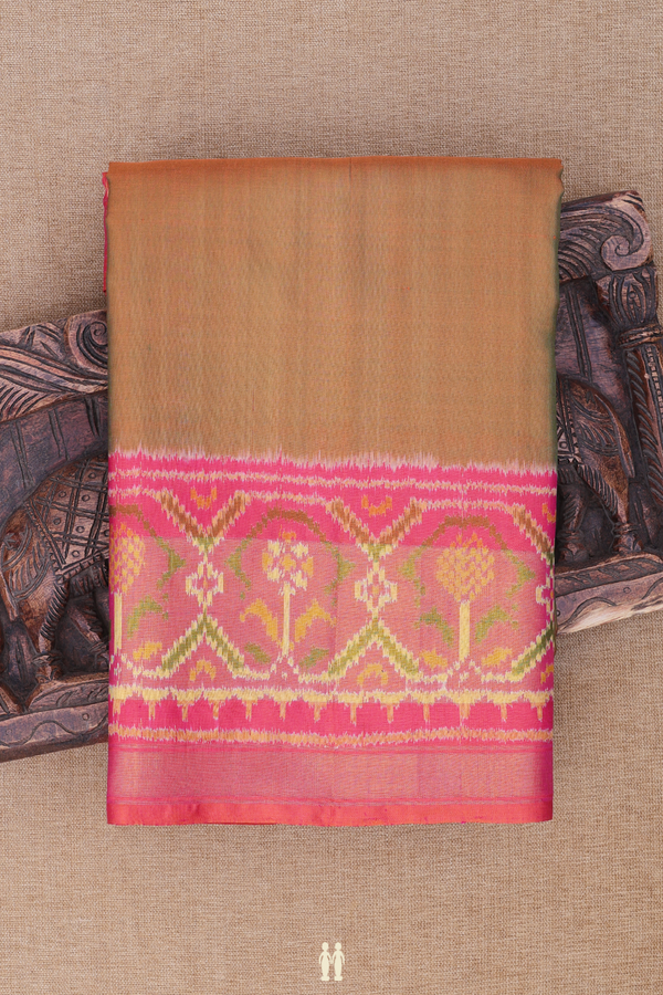 Patola Silk Saree In Plain Dual Tone With Contrast Border
