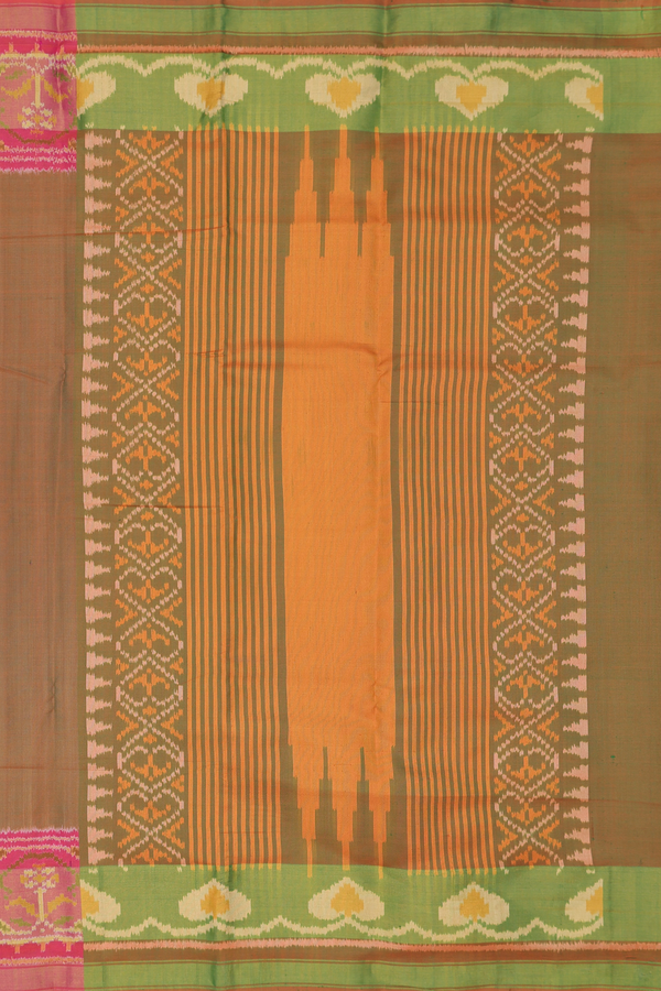 Patola Silk Saree In Plain Dual Tone With Contrast Border