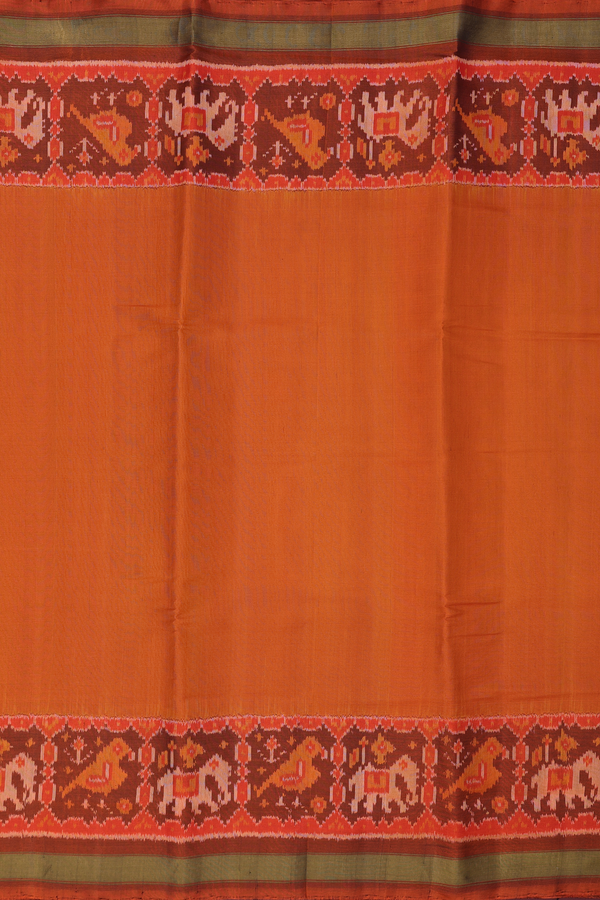 Patola Silk Saree In Royal Orange With Contrast Border