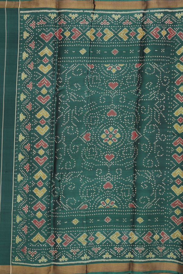 Patola Silk Saree In Plain White With Contrast Border