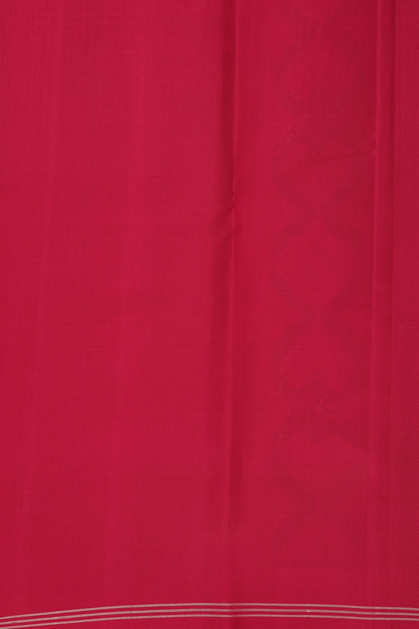 Patola Silk Saree In Plain Chilli Red With Ikat Border