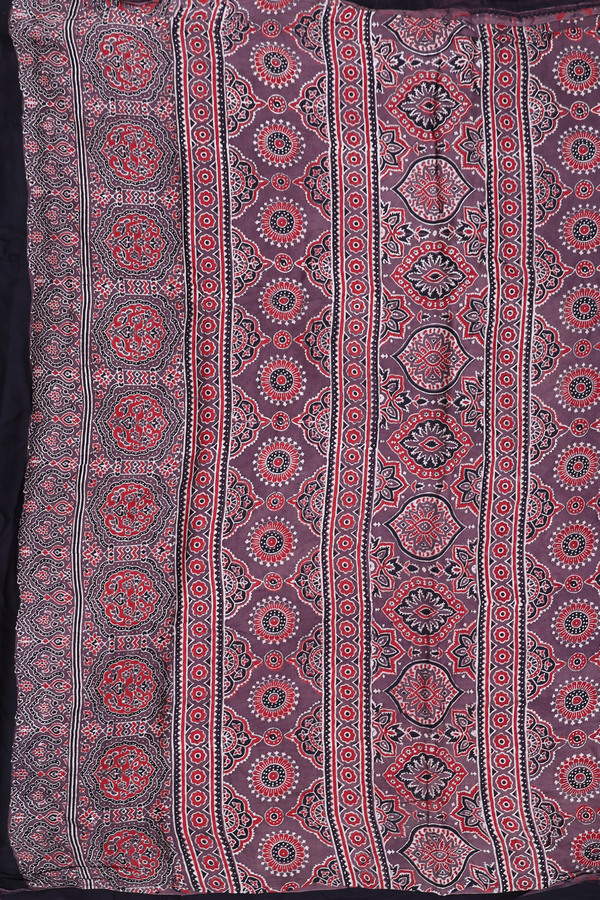 Modal Silk Saree In Cocoa Brown With Floral Motifs