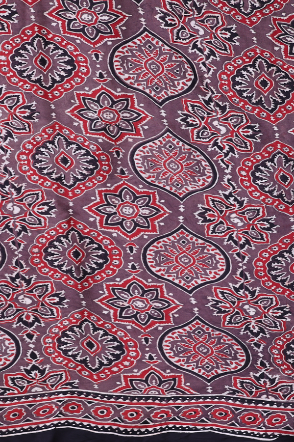 Modal Silk Saree In Cocoa Brown With Floral Motifs