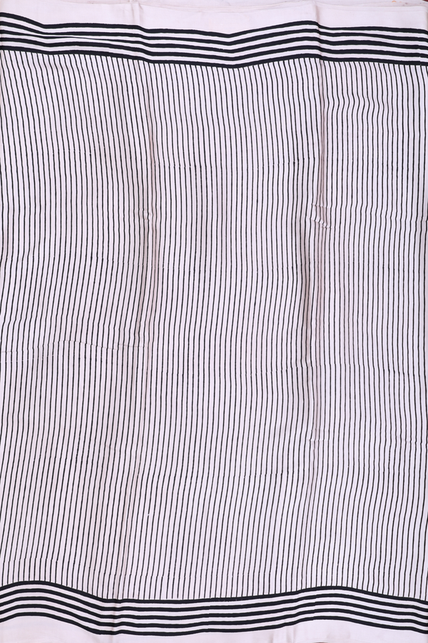 Modal Silk Saree In Off White With Stripes Design