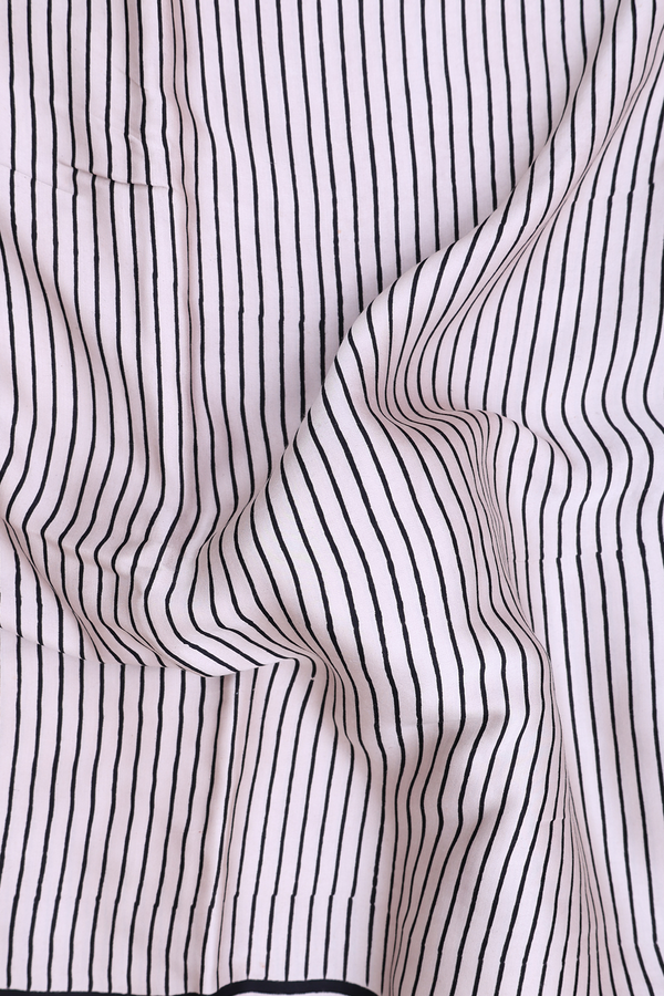 Modal Silk Saree In Off White With Stripes Design