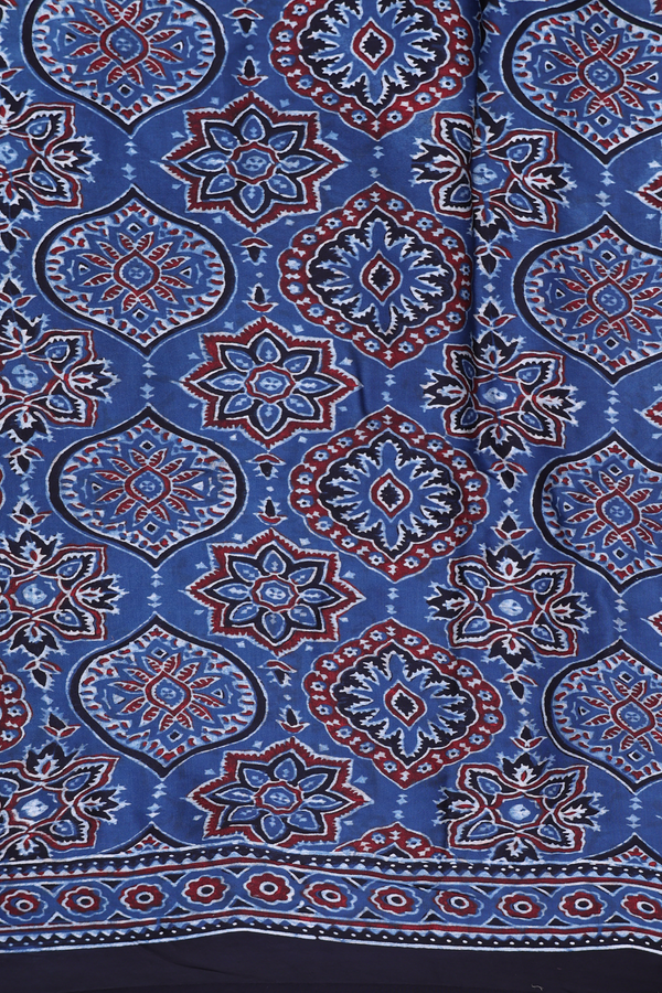 Modal Silk Saree In Blue With Floral Motifs