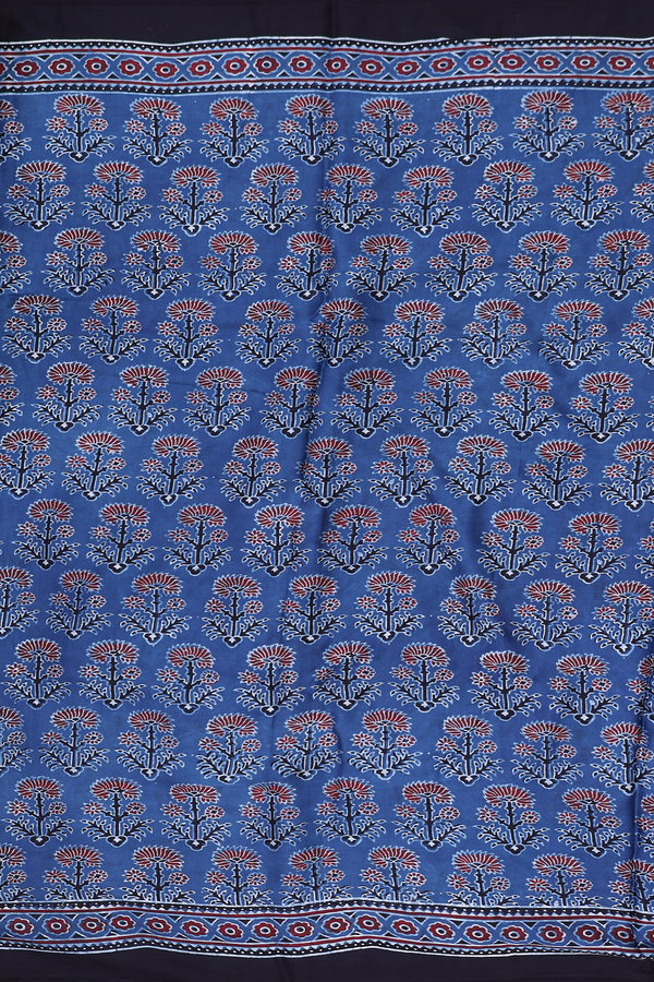 Modal Silk Saree In Blue With Floral Motifs