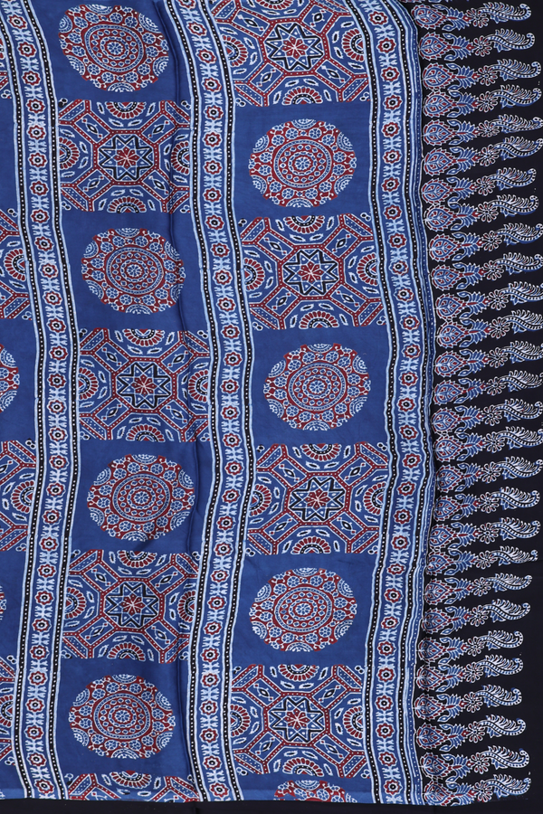Modal Silk Saree In Blue With Ogee Design