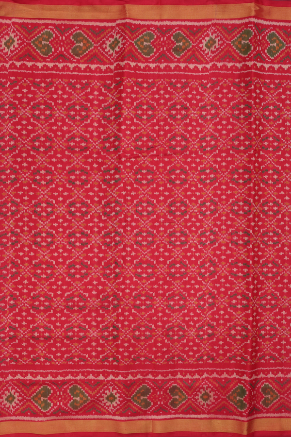 Patola Silk Saree In Red With Diamond Design