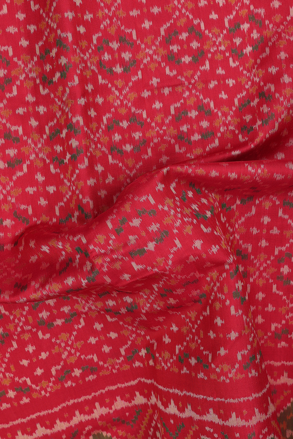 Patola Silk Saree In Red With Diamond Design