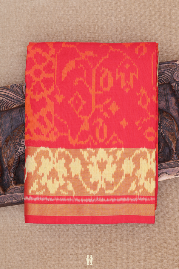 Patola Silk Saree In Red With Paisley Design