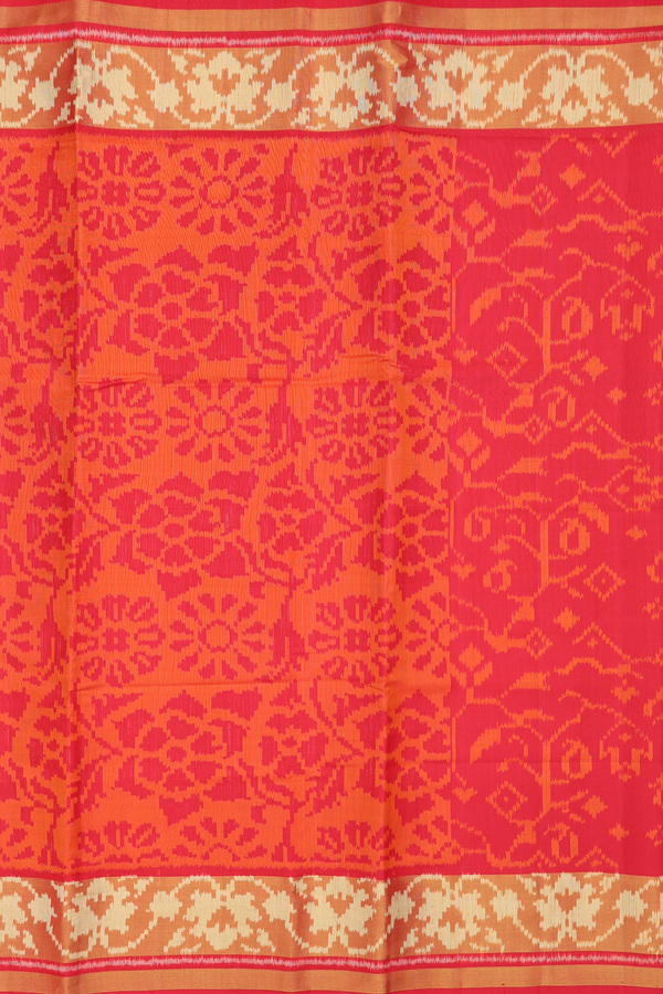 Patola Silk Saree In Red With Paisley Design