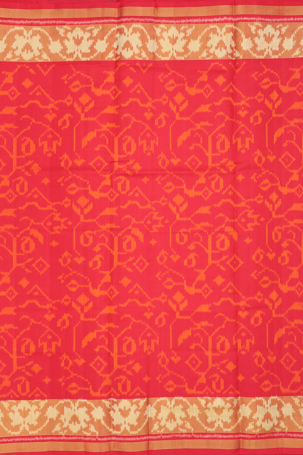 Patola Silk Saree In Red With Paisley Design