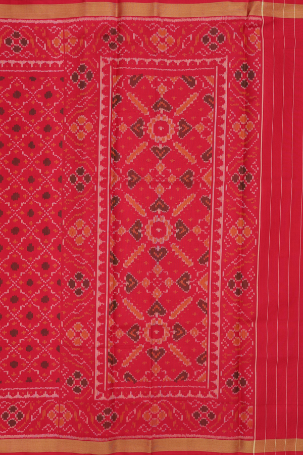Patola Silk Saree In Red With Ogee Design