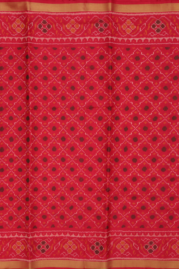Patola Silk Saree In Red With Ogee Design