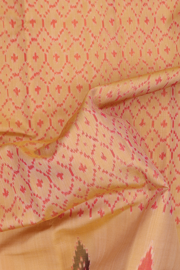 Patola Silk Saree In Yellowish Beige With Ogee Design