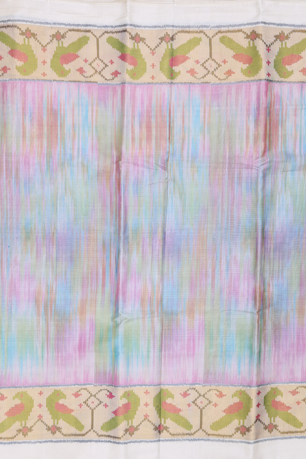 Patola Silk Saree In Multicolor With Peacock Border