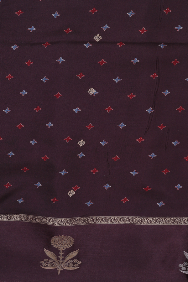 Modal Silk Saree In Coffee Brown With Ajrakh Printed Design
