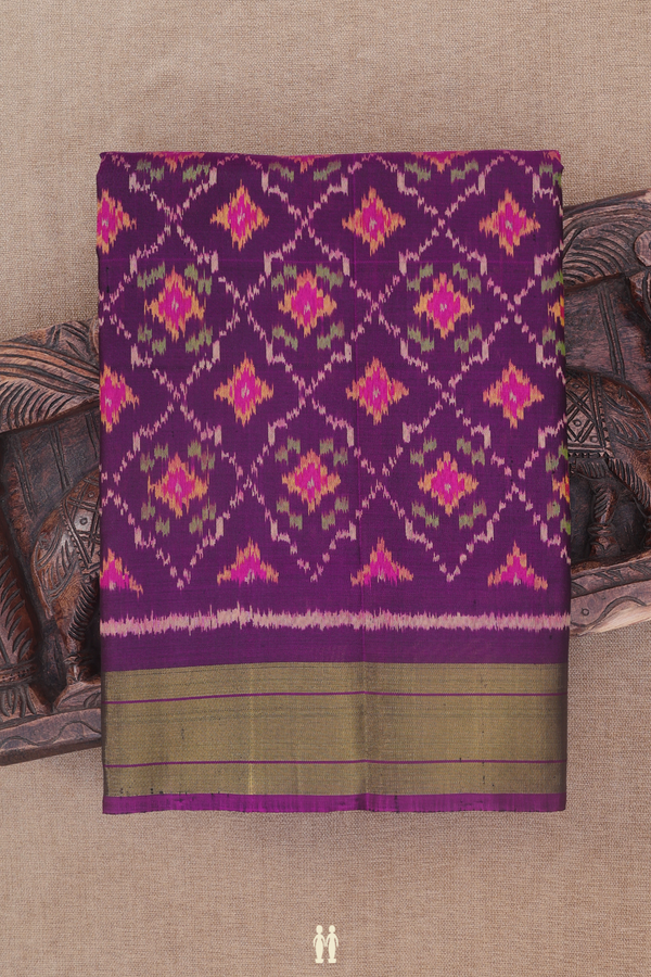 Patola Silk Saree In Purple With Allover Design