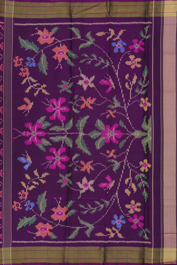 Patola Silk Saree In Purple With Allover Design