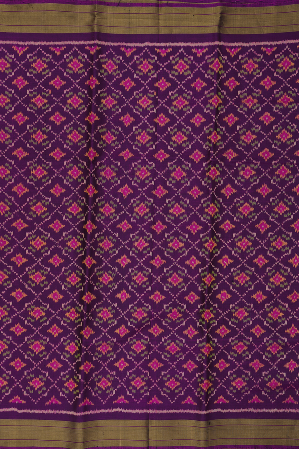 Patola Silk Saree In Purple With Allover Design