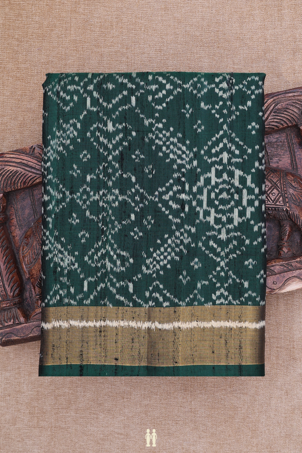 Patola Silk Saree In Forest Green With Ikat Design