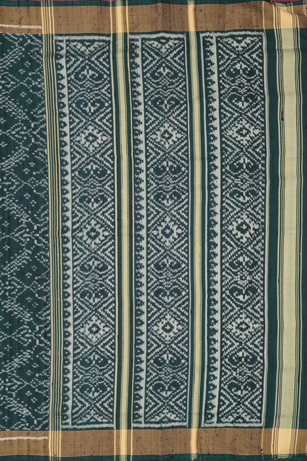 Patola Silk Saree In Forest Green With Ikat Design