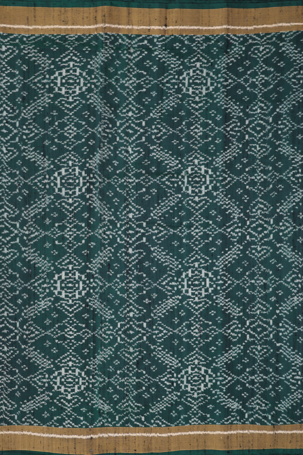 Patola Silk Saree In Forest Green With Ikat Design
