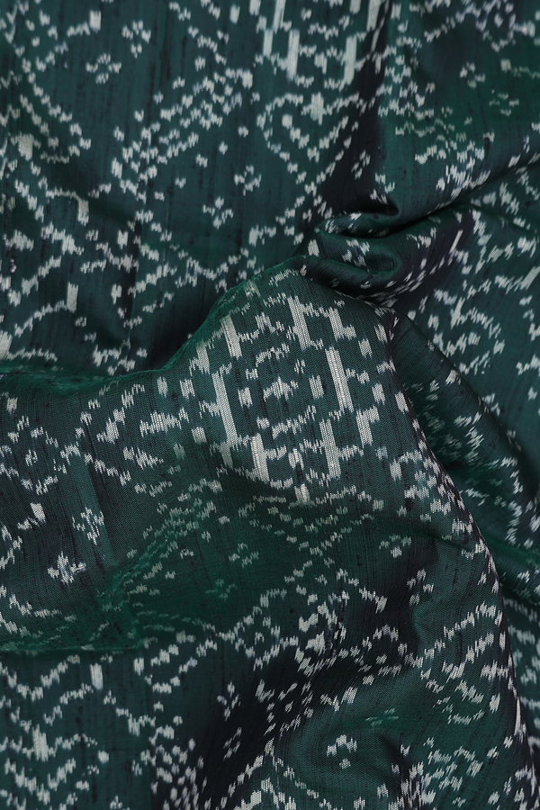 Patola Silk Saree In Forest Green With Ikat Design