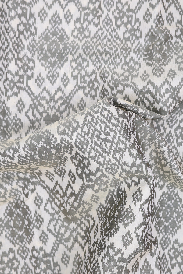 Patola Silk Saree In Off White With Ikat Design