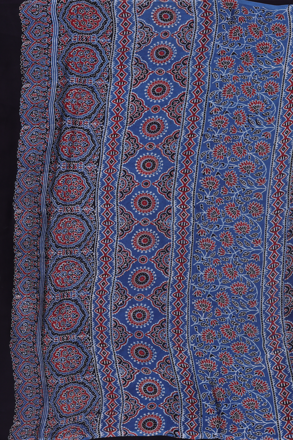 Modal Silk Saree In Blue With Floral Design