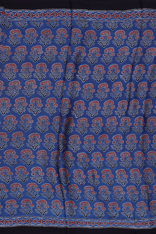 Modal Silk Saree In Blue With Floral Design
