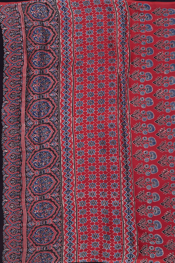 Modal Silk Saree In Red With Floral Design