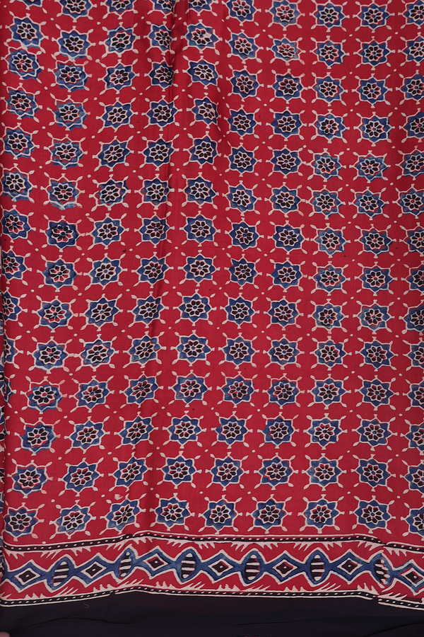 Modal Silk Saree In Red With Floral Design
