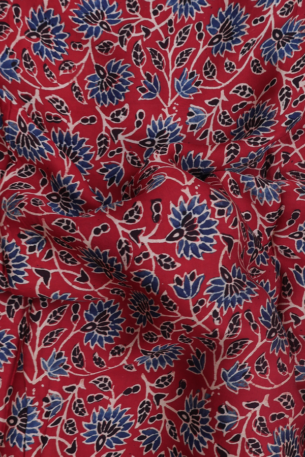 Modal Silk Saree In Red With Floral Design