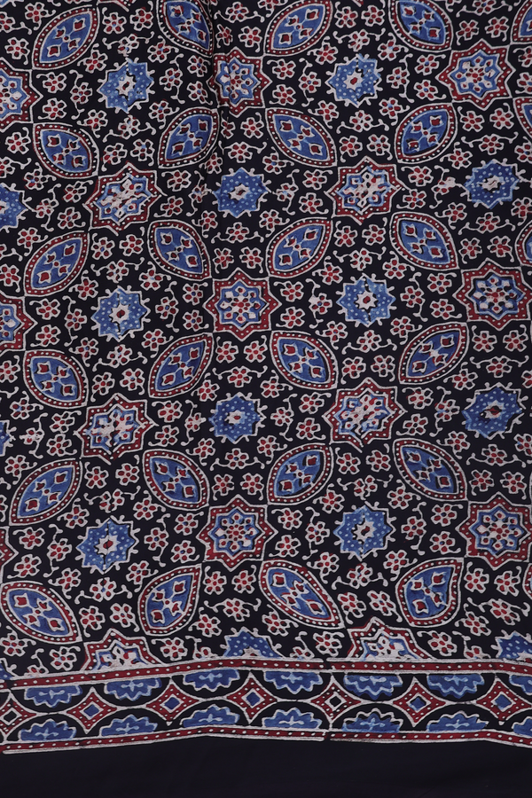 Modal Silk Saree In Black With Peacock Design
